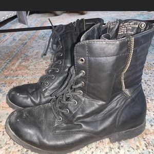 Black mid combat boots
